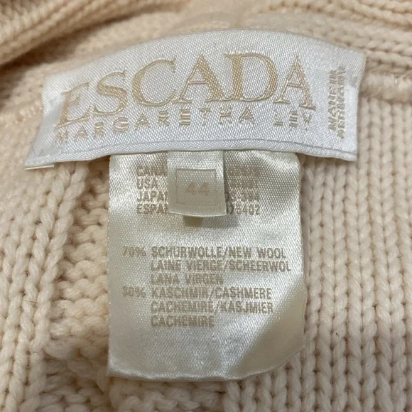 Escada Margaretha Ley Cream Cable Knit Sweater - Picture 8 of 17